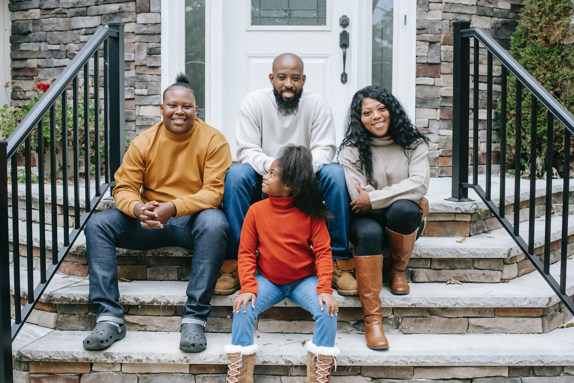 Black family on front porch