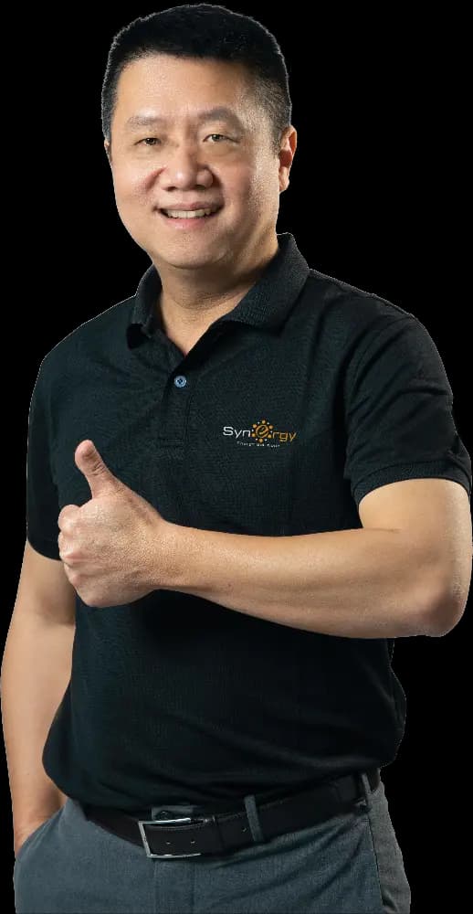 Smiling Synergy representative with thumbs up